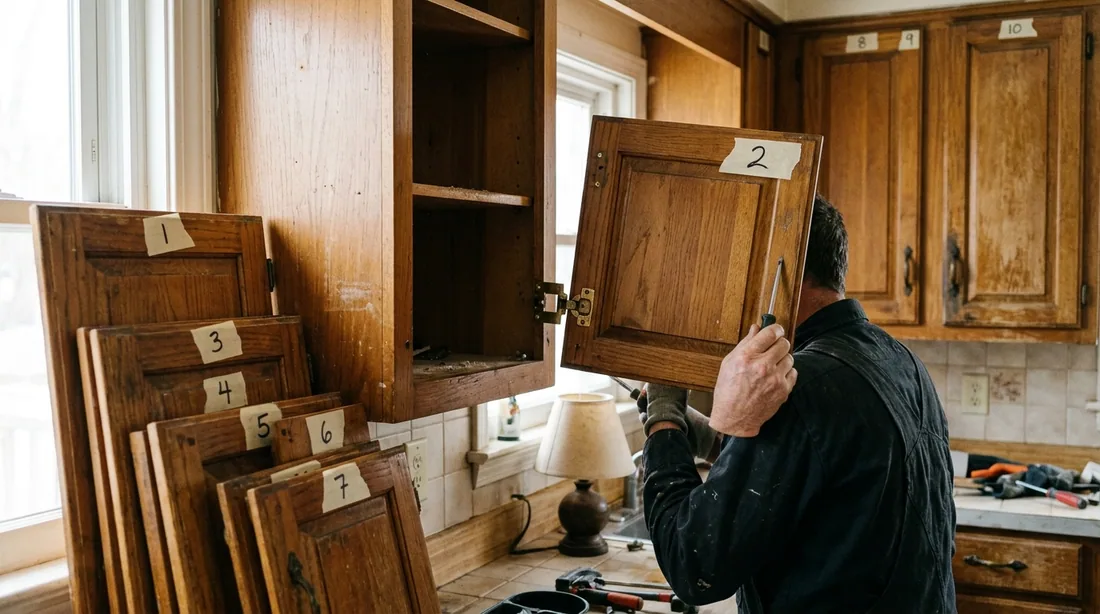 Every door, drawer front, hinge, and pull comes off and gets numbered so it returns to the exact — Pueblo, CO